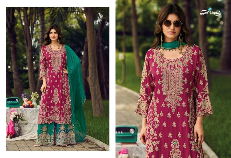 Olive By Your Choice Designer Chinon Readymade Suits